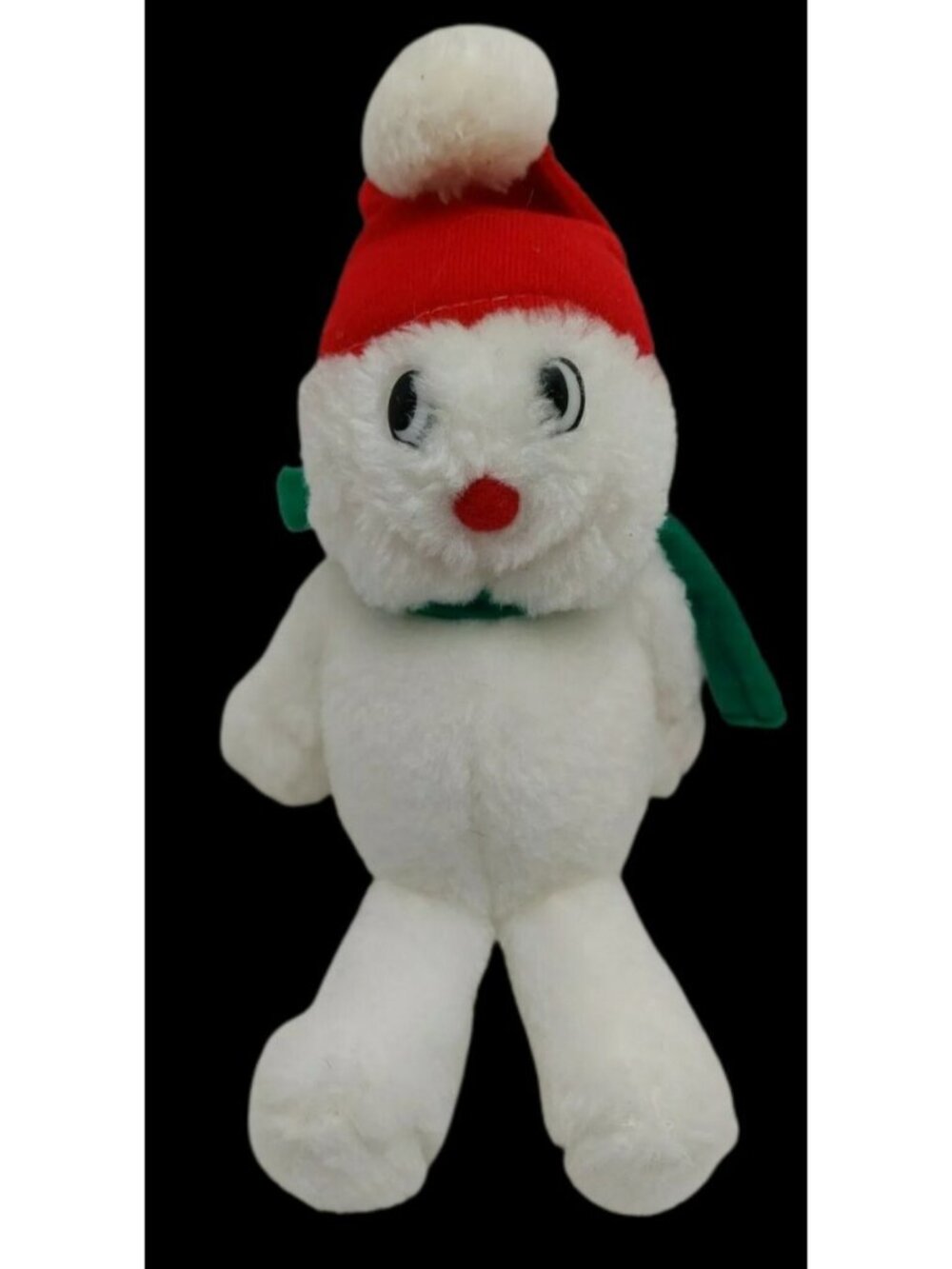 Cloud 9 Toy INC. Vintage Snowman White Green Scarf Red hat Plush Stuffed 8"